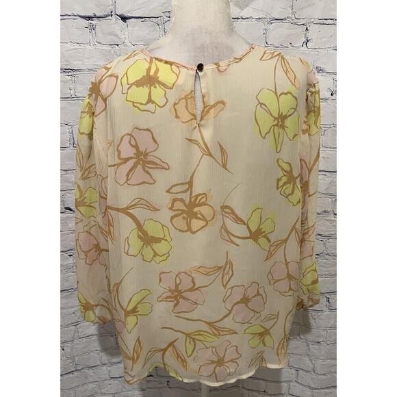 EVRI Womens Tan Yellow Peach Lightweight Floral Blouse Size 2X - Picture 4 of 8